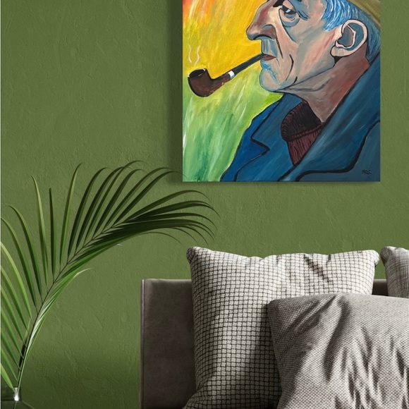 OLD MAN WITH GREEN HAT AND PIPE - Picture 5 of 7